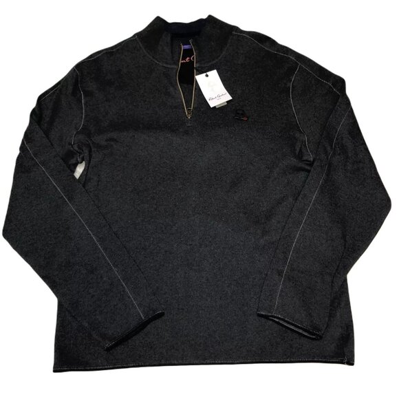 Robert Graham Mens Skull Rose Logo Half Zip Pullover Size Small in Charcoal - Picture 5 of 5